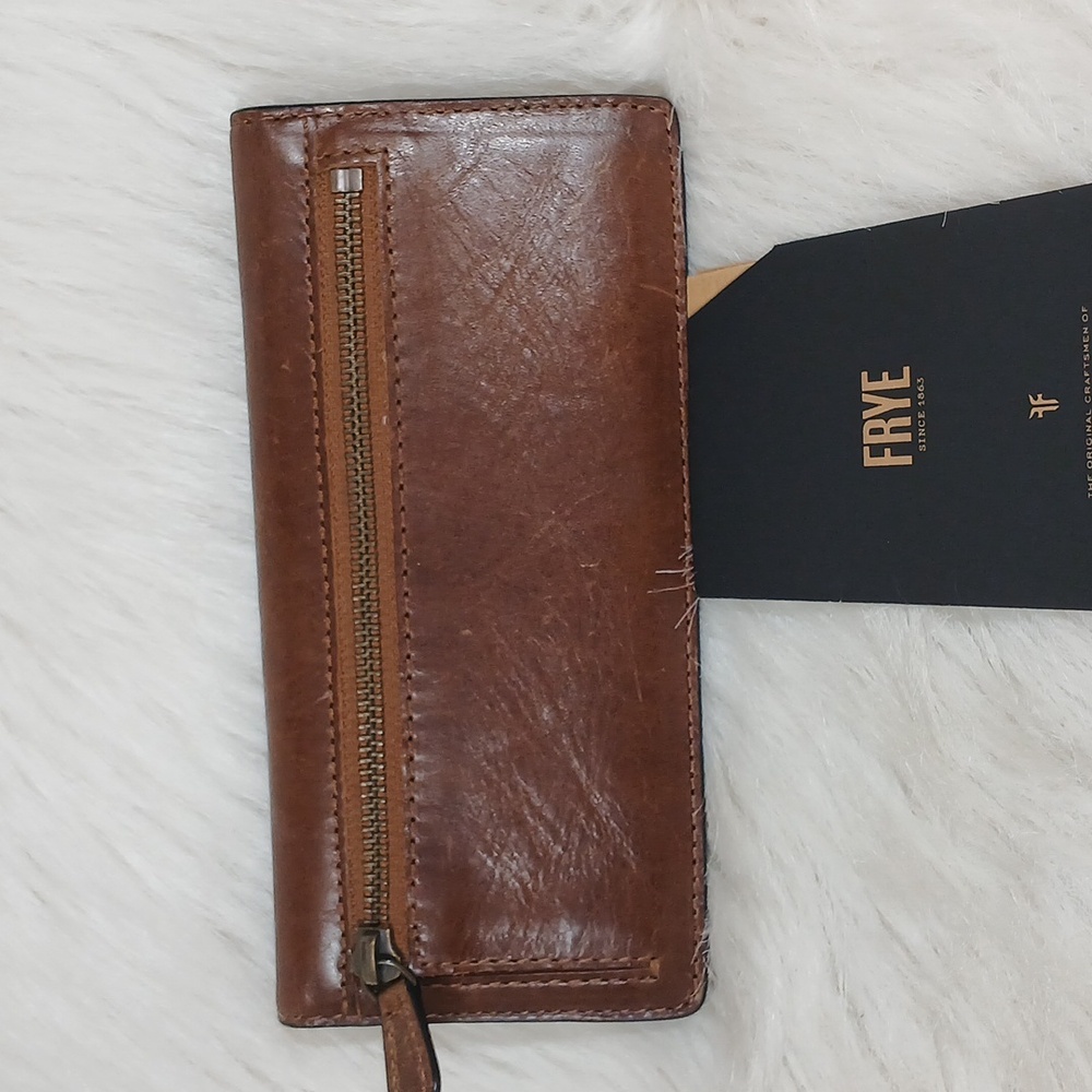 Frye Tan Leather Unisex Card Holder/Wallet NWOT - Picture 4 of 6